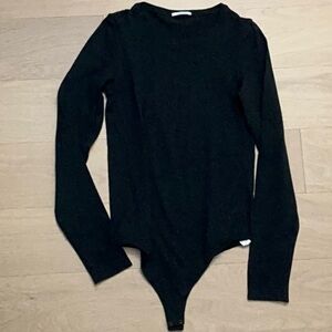 Wolford Black Bodysuit Sleek Long-Sleeve Top